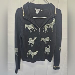 Stonebridge Cotton Blend Black Zebra Sweater